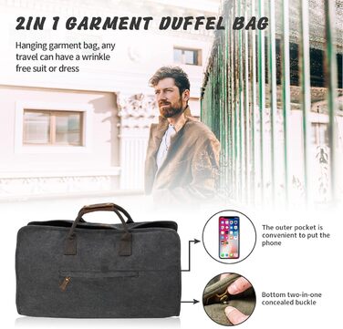 Дорожній костюм-органайзер 2-в-1 American Casual Canvas Leder для одягу та аксесуарів, чорний