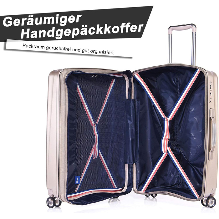 ABISTAB VERAGE Kinetic 4-Double-Wheel Trolley Large, Weighs -76cm, 106-127 Expandable, TSA Lock, ABS/PC Hard Shell Suitcase, Travel Suitcase, Burgundy (Metallic Champagne, SML)