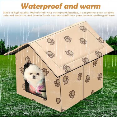 Кіт-будинок на вулицю: тепла, водонепроникна кімната для кота/маленької собаки WIYETY 40x35x38 см, знімна, миється, для тварин