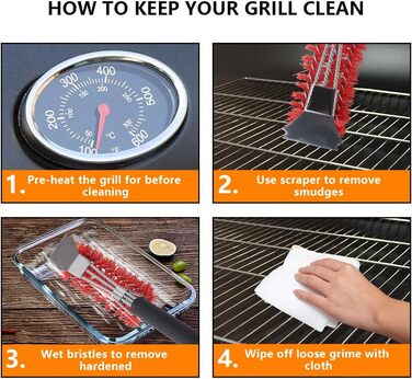XSUPER Nylon Grill Brush, 3-in-1 Grill Brush and Scraper, Best Nylon Bristle Brushes, 45.7cm Grill Cleaning Brush for a Cool Grill, Scraper for Grill Grates, Universal Grill Accessories