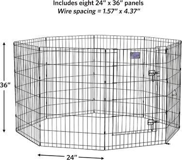 Клітка-загон для собак Midwest Homes for Pets 550-36DR, 157x157x91 см, чорна емаль, з дверцятами
