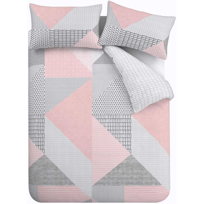 Комплект постільної білизни Catherine Lansfield Larsson Geo Easy Care, рожевий, двоспальний (UK Double)