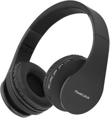 Бездротові навушники PowerLocus Over-Ear з Bluetooth, HiFi стерео, FM радіо та Micro SD/TF слотом (Чорний)