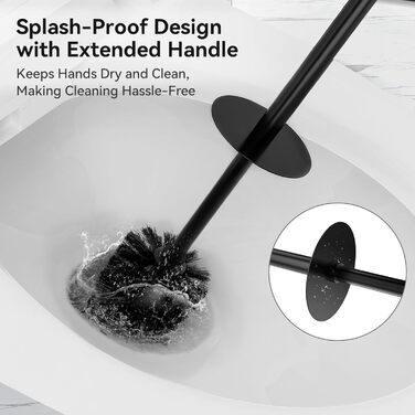 Набір для туалету DOWRY: щітка для унітазу з підставкою (2 насадки), металева, чорна, прямокутна