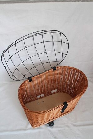 Корзина для велосипеда на багажник з плетеної лози з металевою сіткою та подушкою, XL або XXL. Без подушки - XXL