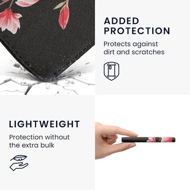 Чохол-книжка kwmobile для Pocketbook Era/Era Color з відділенням для карт та петлею для кріплення - дизайн 'Читаюча жінка' чорно-бежевий (Magnolien 33-02-01)