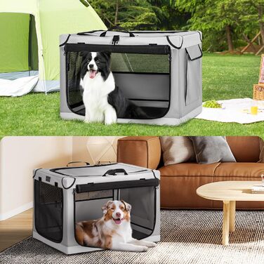 Клітка для собак Petsfit, складана, середнього та малого розміру, сіра, 76x50x49 см