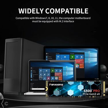 SSD накопичувач Fanxiang M.2 1TB PCIe 3.0 NVMe (S500 Pro) - 3500 МБ/с читання, 3000 МБ/с запис