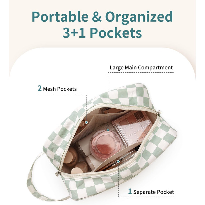 Чоловічий туалетний набір Narwey: водонепроникна косметичка для подорожей з багатьма відділеннями (чорний/рожевий у шаховому візерунку)