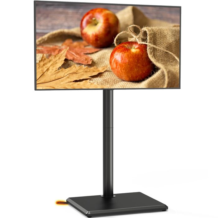 Підставка для телевізора TVON на підлозі з кріпленням для більшості телевізорів 81,3 - 152,4 см (32-60 дюймів) до 40 кг, регульована по висоті, з дерев'яною основою, для економії місця, підлогова підставка для телевізора (Чорний, Дерев'яна основа)