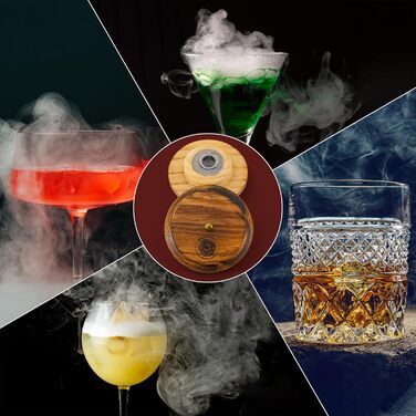 Набір для копчення коктейлів з факелом та 4 смаками дерев'яної стружки, Bourbon - Набір для копчення віскі, коктейлів Old Fashioned, подарунок для чоловіка, друга, чоловіка та тата (без бутану)