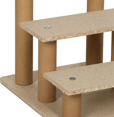 PawHut 4-Step Dog Stairs, 35 cm Cat Stairs for Bed and Sofa, Pet Stairs for Dogs and Cats up to 5 kg, Plush Appearance, (46L x 35W x 35H cm, Light Gray)