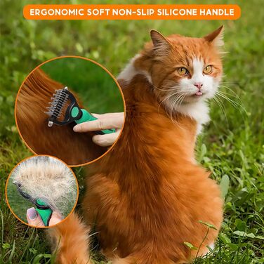 Професійна щітка Candure для собак та котів з довгим волоссям, гребінець для грумінгу, 17+9 зубців, видаляє ковтуни та шерсть (блакитний, зелений)