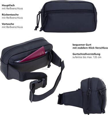 Сумка на пояс Wimmerl: водонепроникна, унісекс, чорна, з ключницею