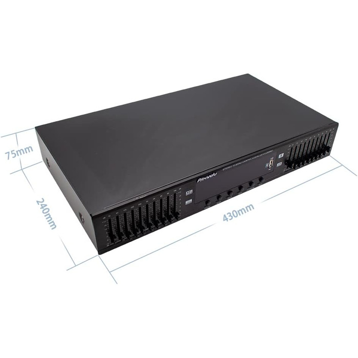 HIFI цифровий стерео еквалайзер Toplionace EQ898, 220В, USB, Bluetooth, двоканальний, 10-смуговий, чорний, для дому та сцени