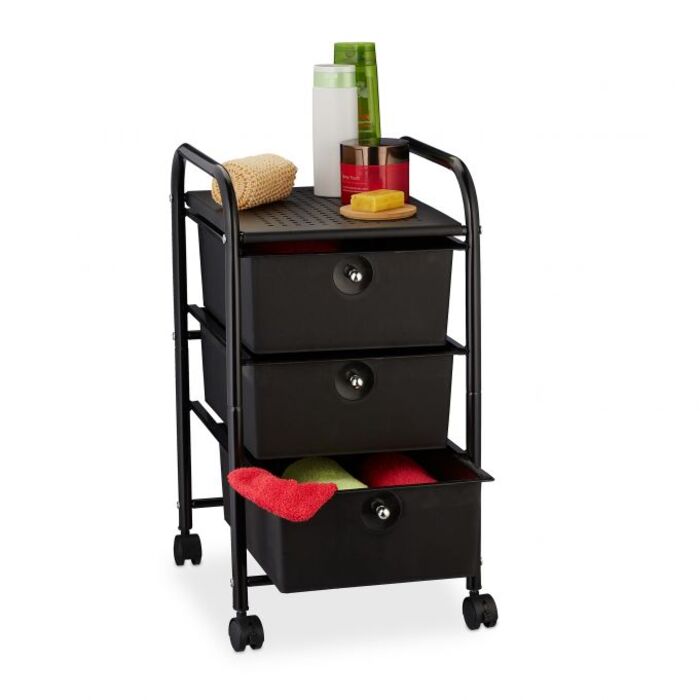 Relaxdays Rolling Cart with 3 Drawers