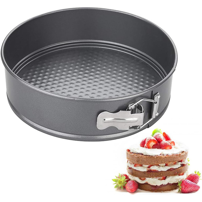 Форма для випічки SUJIBHI 20 см, вуглецева сталь з антипригарним покриттям, знімний дно, для чізкейків, брауні, тортів та випічки (1 шт.)