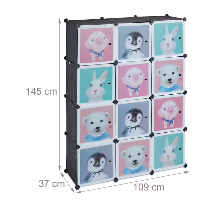 Relaxdays Kids' Storage Shelf with 8 Compartments, Black