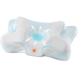 Подушка для шиї DONAMA з Memory Foam, подушка для сну, подушка для тих, хто спить на боці, спині та животі (Блакитна)