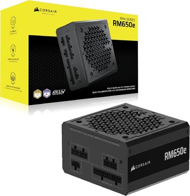 Блок живлення Corsair RM650e (2025) 650W, повністю модульний, ATX 3.1, PCIe 5.1, 12V-2x6, Cybenetics Gold, низький рівень шуму, чорний