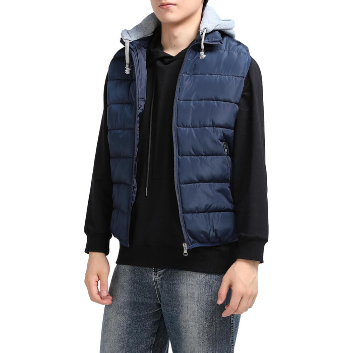 Чоловіча степкова жилетка YOUTHUP з капюшоном, тепла зимова жилетка для активного відпочинку, спортивна жилетка (XXL, Синій)