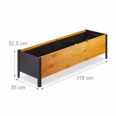 Relaxdays Wooden Raised Garden Bed, Narrow