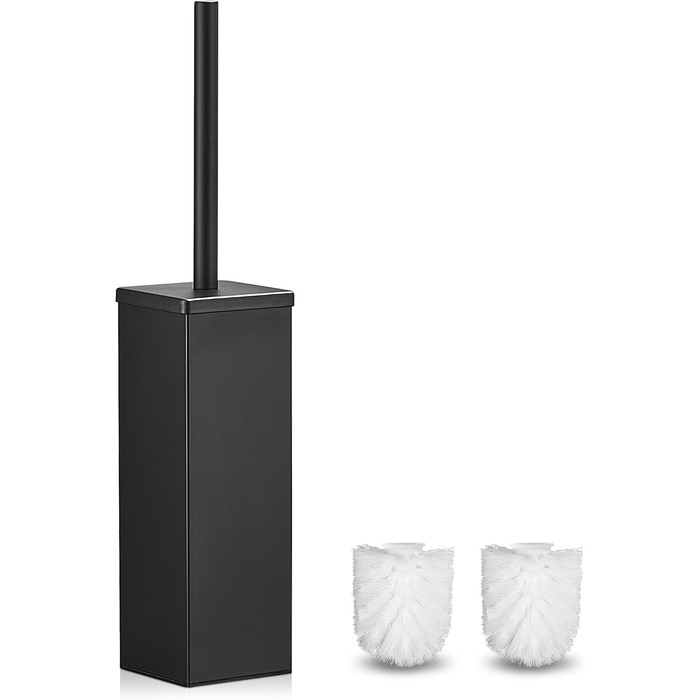 Набір для чищення унітазу FIISAYL: щітка та тримач з нержавіючої сталі (чорний, квадратний)