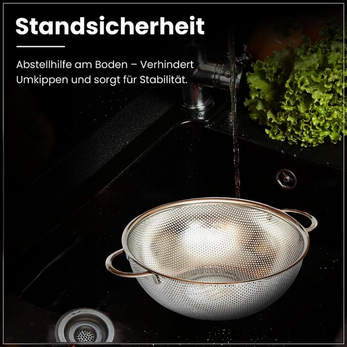 Німецьке сито з нержавіючої сталі з ручками – міцне кухонне сито для макаронів, овочів та іншого, стабільне та довговічне