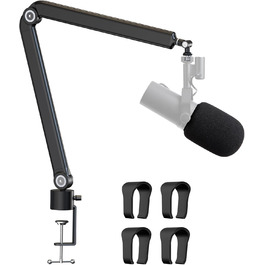 Шарнірний мікрофонний кріплення YOUSHARES для Shure SM7B з поп-фільтром, кабель-органайзером - мікрофонний стійка для студії XLR, USB, настільний