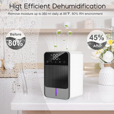 Електричний осушувач повітря 1.2L для дому та підвалу, 30м², з автовимкненням та освітленням
