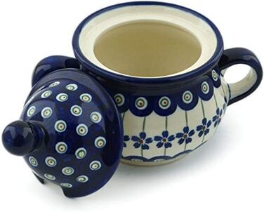Bunzlauer Ceramics Original 0.35 Liter Sugar Bowl, Sugar Dispenser, Sugar Container with Lid Ø14.6 cm H13.2 cm, Decoration 166a