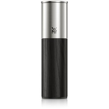 Млин для солі та перцю WMF Nature Pro з керамічним механізмом, регульованим помелом, нержавіюча сталь та дерево, чорний