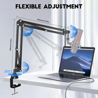 Підставка для мікрофону Arm Aokeo, сумісна з Shure SM7B, Blue Yeti, HyperX QuadCast та ін.