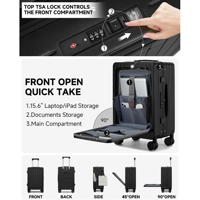 Чорний валіза-ролер Sea Choice з відділенням для ноутбука 15.6