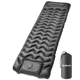 Надувний матрац Isomatte 12 см для кемпінгу з насосом та подушкою, сірий. Матрац для подорожей, пляжу, туризму, антирозривний, портативний