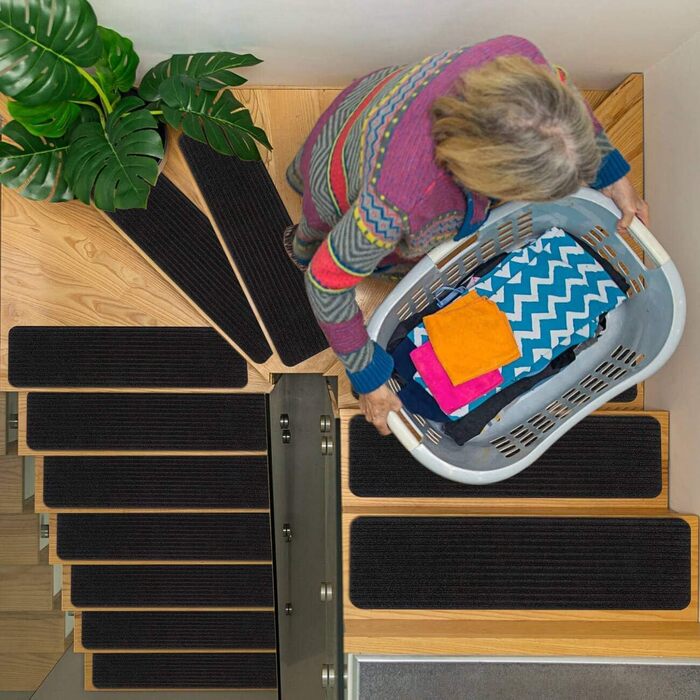 Килимок на сходи RIOLAND, антиковзаючий, для дому, на дерев'яні сходи, для дітей та собак, 15 шт., 20,3 x 76,2 см, чорний