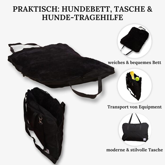 Ортопедичне собаче ліжко Wanderpfote для подорожей – зручне та сертифіковане ліжко для собак (M, Чорний)