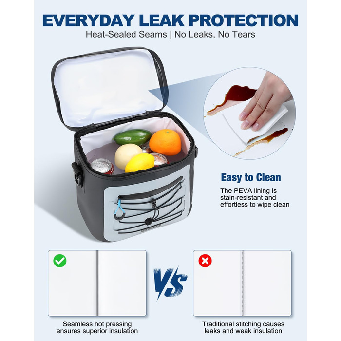 Чорна ізольована сумка-холодильник 24L для пікніків, пляжу, кемпінгу та транспортування продуктів