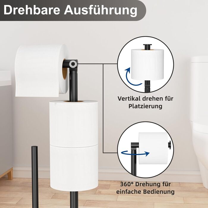 Тримач туалетного паперу з щіткою для унітазу (чорний матовий)