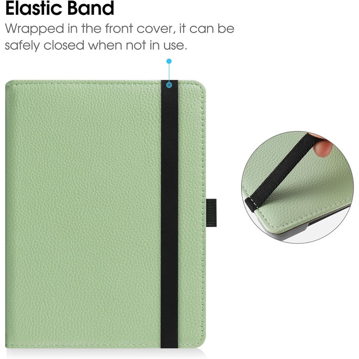 Чохол-книжка для 6-дюймових eReaders: Kindle, Kobo, Tolino, Pocketbook, Sony. З підставкою та петлею для руки. Колір: м'ятний