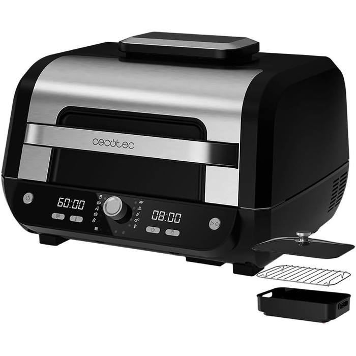 Cecotec Oil-Free Hot Air Fryer, 8 L, Cecofry FireDome 8000 Pro. 1700 W, Double Heating, 4 Grill Levels, 12 Predefined Modes, Adjustable Temperature and Time, 8-Liter Accessory Kit