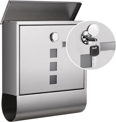 Поштова скринька SONGMICS з замком, оглядовим вікном та відділенням для газет, сіра (GMB20AG) - 10x30.8x33.8 см
