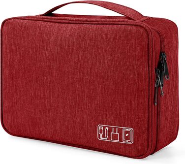 Водонепроникна сумка-органайзер для електроніки з 2 відділеннями (27x20x8 см, червона)