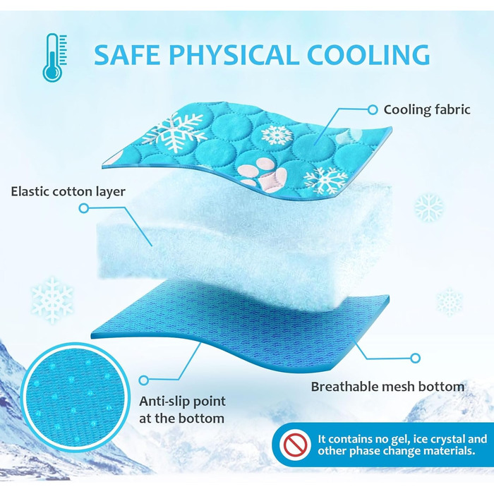 Килимок охолоджуючий для собак NIBESSER 2XL (150x100 см) - блакитна лапка, самоохолоджуючий, для дому, в авто