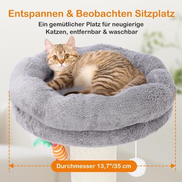 Дряпка для котів Trhillsbrad 81 см з м'ячиком та іграшками, з сизалю, для котів та дорослих котів