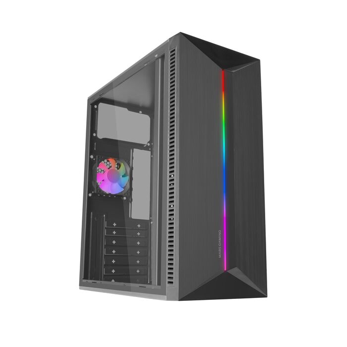 Ігровий корпус Mars Gaming MC-Blaze ATX Mid-Tower, RGB підсвітка, 80мм FRGB вентилятор, бічне вікно, чорний