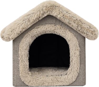 Будиночок для тварин: собачий/кітчий домік, м'яка печеринка, 55x60x60 см, капучино