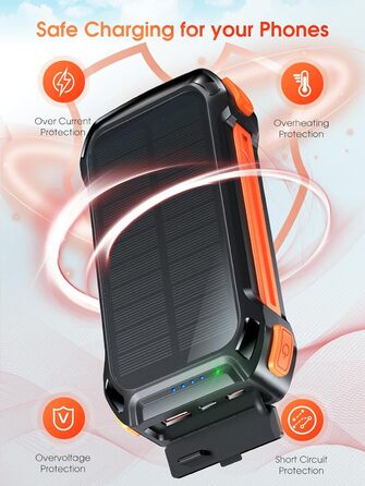 Портативний акумулятор 26800mAh з 4 кабелями: 30W USB-C, швидка зарядка, 7 виходів, SOS ліхтарик, для телефонів та планшетів (Чорний)