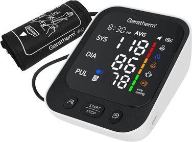 GERATHERM vivo – Точний цифровий тонометр на плечі та пульсометр для двох користувачів з контролем положення манжети та індикатором ВООЗ