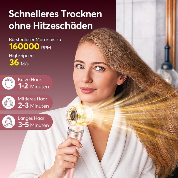 Airstyler 5-в-1: Фен-щітка, стайлер для локонів, випрямляч, сушарка, з чохлом, рожевий